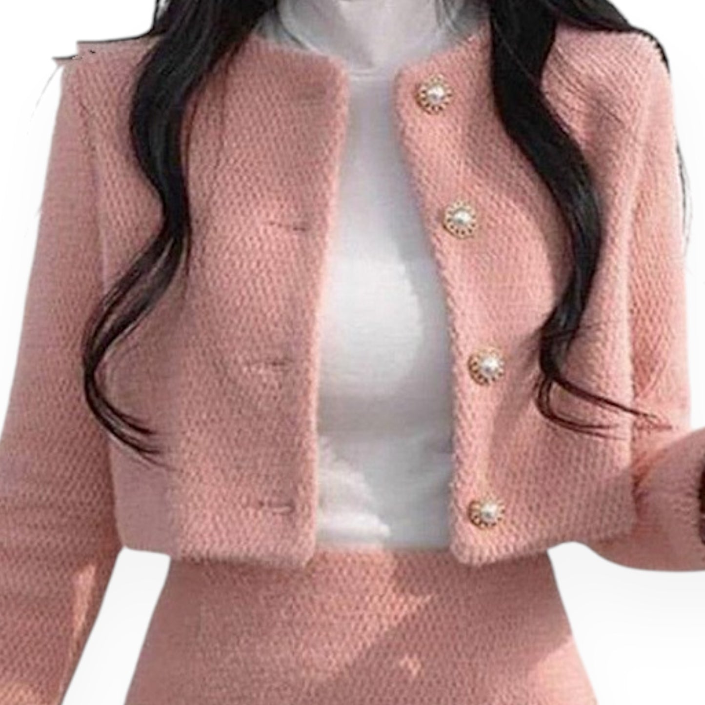 Korean Style Sweet Velvet Blazer & Mini Skirt Set – Long Sleeve Two-Piece Outfit