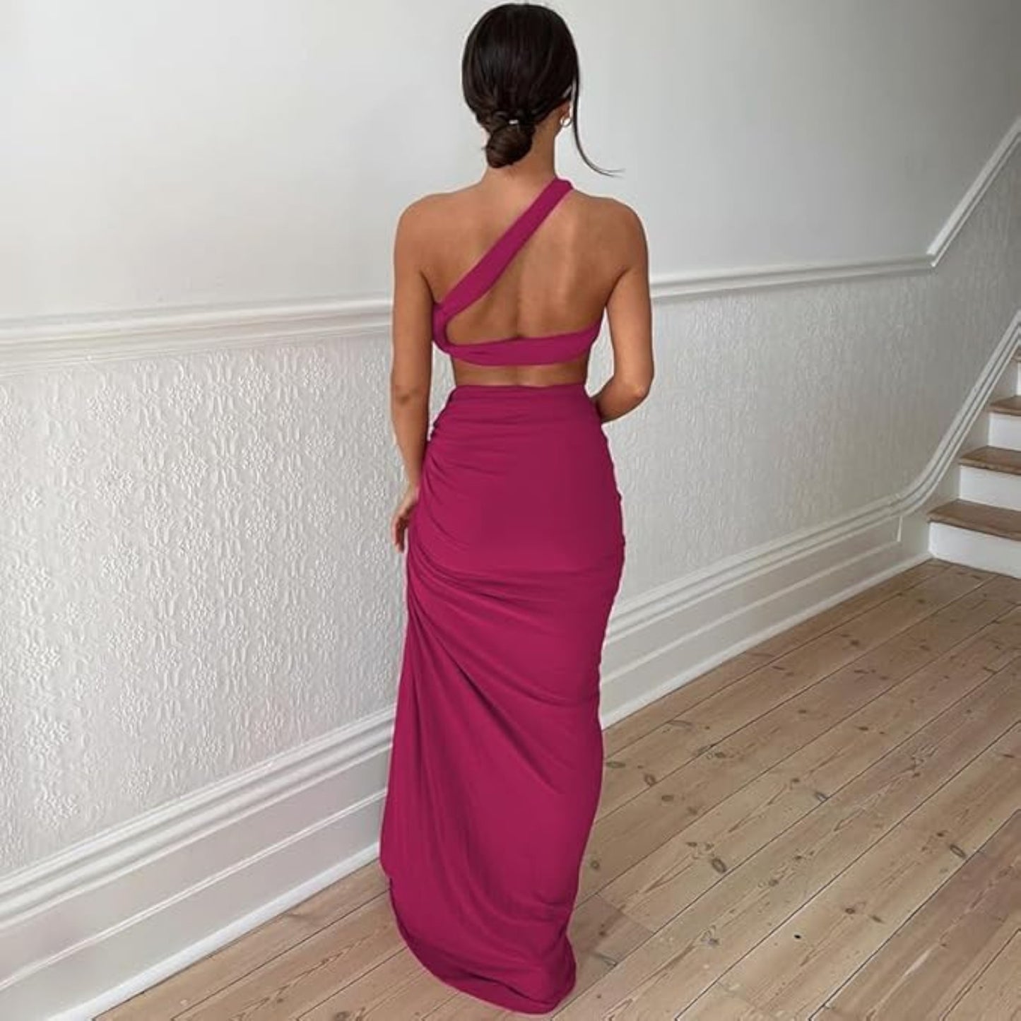 Women’s Asymmetrical Slit Skirt & Crop Top Set – Sexy Two-Piece Summer Party Dress