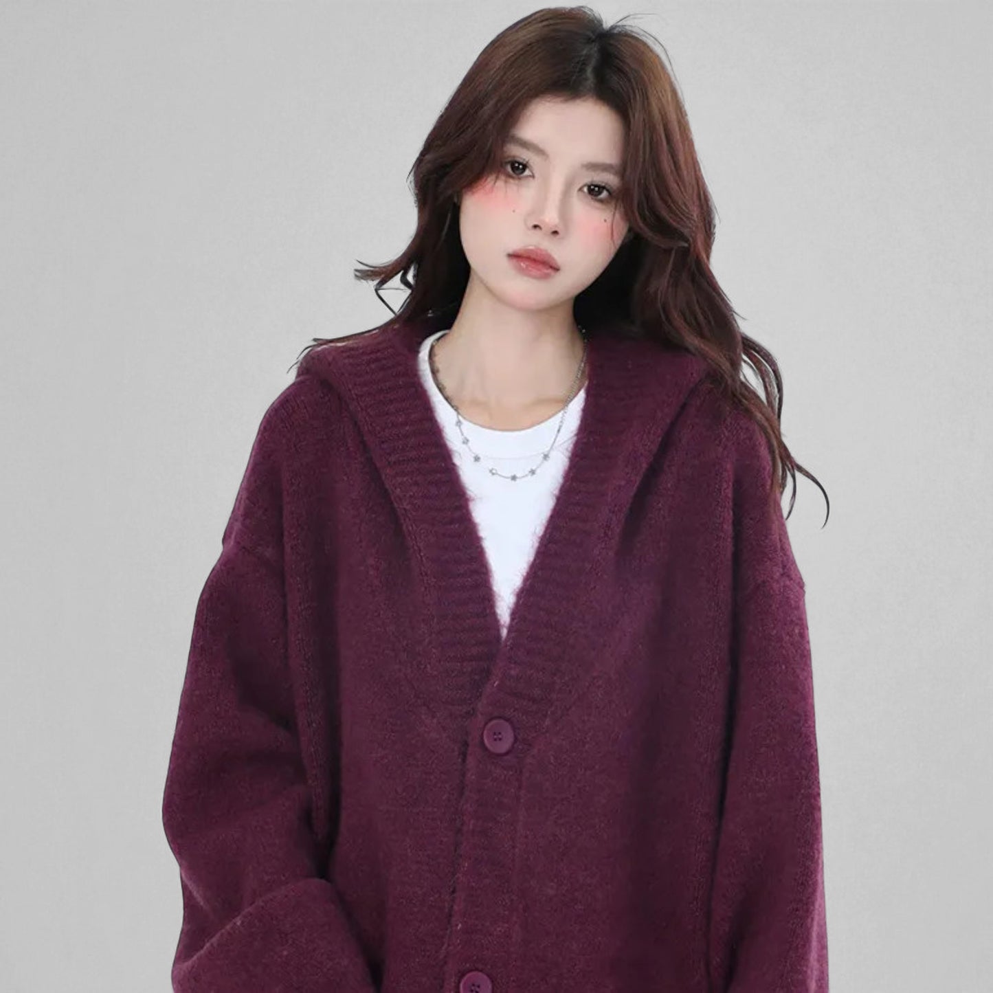 Women’s Casual Korean Style Open Front Cardigan – Cozy Long Sleeve Knit Sweater