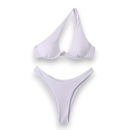 Women's Brazilian Bikini Set – Cheeky Cutout Underwire One Shoulder Swimsuit