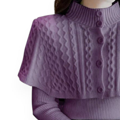 Women's Half Turtleneck Western Style Cable-knit Sweater Top