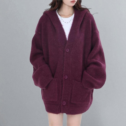 Women’s Casual Korean Style Open Front Cardigan – Cozy Long Sleeve Knit Sweater