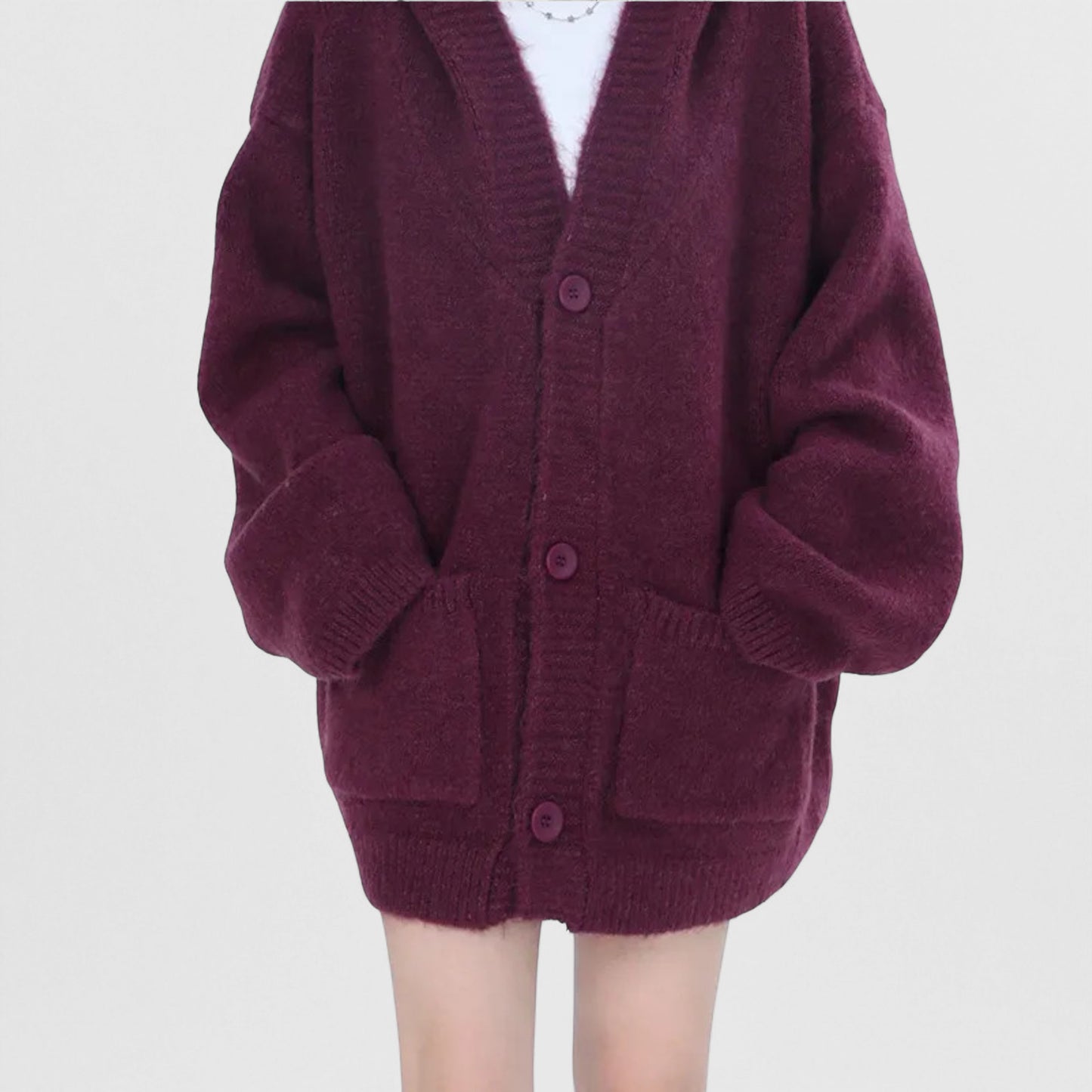 Women’s Casual Korean Style Open Front Cardigan – Cozy Long Sleeve Knit Sweater