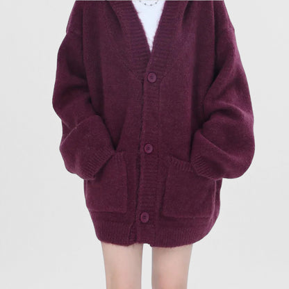 Women’s Casual Korean Style Open Front Cardigan – Cozy Long Sleeve Knit Sweater