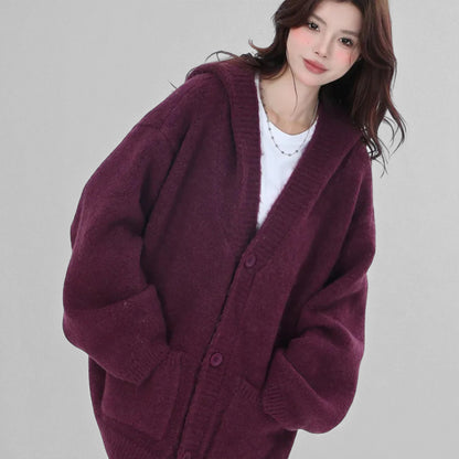Women’s Casual Korean Style Open Front Cardigan – Cozy Long Sleeve Knit Sweater