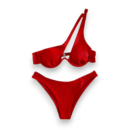 Women's Brazilian Bikini Set – Cheeky Cutout Underwire One Shoulder Swimsuit