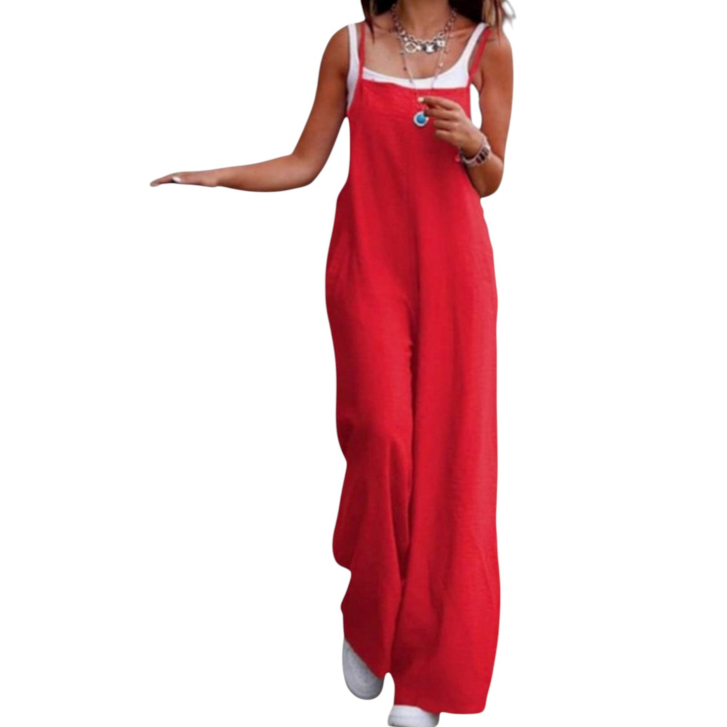 Women’s Solid Color Casual Jumpsuit – Sleeveless Summer Romper with Pockets, Lightweight One-Piece Outfit for Spring & Summer