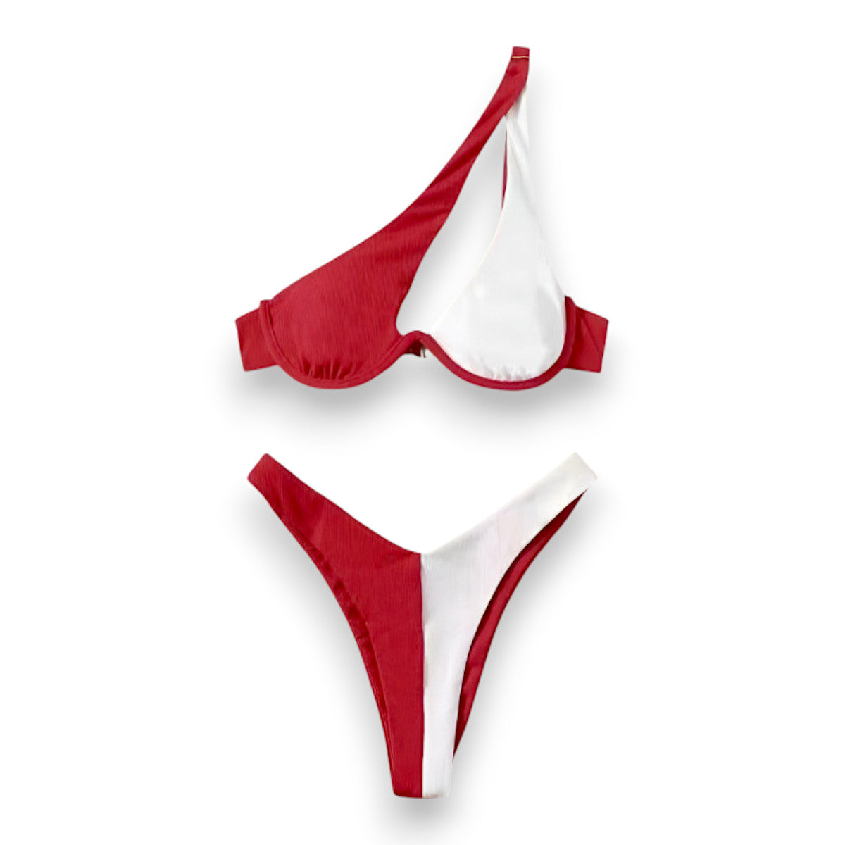Women's Brazilian Bikini Set – Cheeky Cutout Underwire One Shoulder Swimsuit