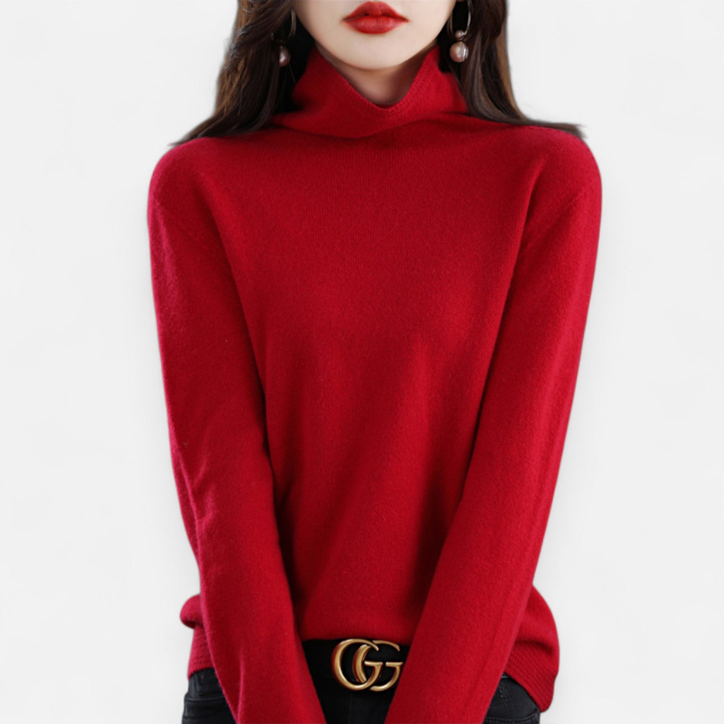 Women’s Wool Pullover Sweater – Classic Round Neck Long Sleeve Knitwear