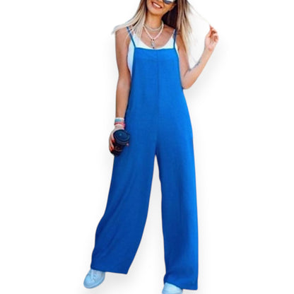 Women’s Solid Color Casual Jumpsuit – Sleeveless Summer Romper with Pockets, Lightweight One-Piece Outfit for Spring & Summer