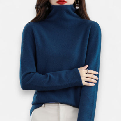 Women’s Wool Pullover Sweater – Classic Round Neck Long Sleeve Knitwear
