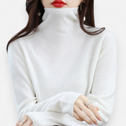 Women’s Wool Pullover Sweater – Classic Round Neck Long Sleeve Knitwear