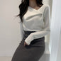 Women’s Off Shoulder Knit Sweater – Korean Style Long Sleeve Pullover