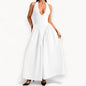 Women’s Fashion Long Summer Dress – Deep V Neck, Spliced Halter, Open Back Evening & Beach Dress