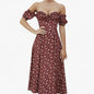 Women’s Floral Puff Sleeve Maxi Dress – Summer Casual Long Dress with Side Split