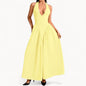 Women’s Fashion Long Summer Dress – Deep V Neck, Spliced Halter, Open Back Evening & Beach Dress