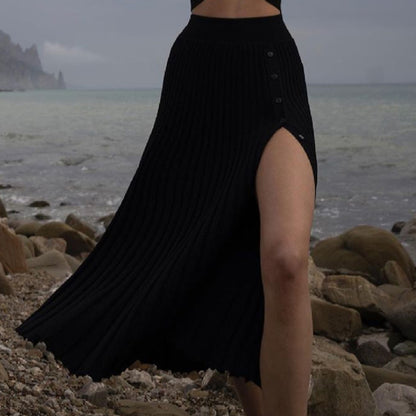 Pleated Skirt Lace-up Woolen Suit Women