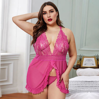Fat Woman Large Size Lace Hanging Neck Sling Pajamas