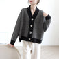V-neck Retro Knitted Cardigan Women's Loose Jacket Thick Thick Line Outer Wear Sweater