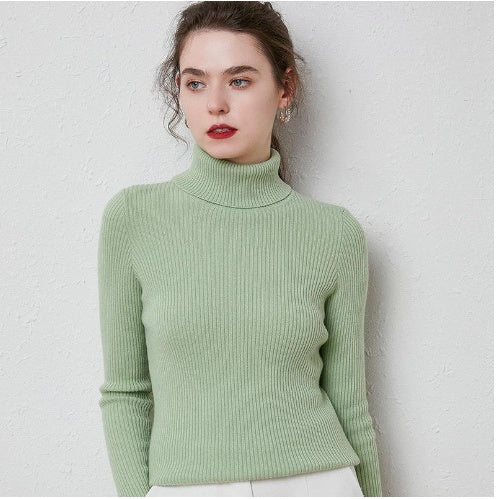 Turtleneck Sweater Women Slim Padded Inner Style