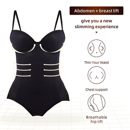 Large Size Fat Woman Side Zipper-breasted One-piece Abdomen And Hips Body Shaper