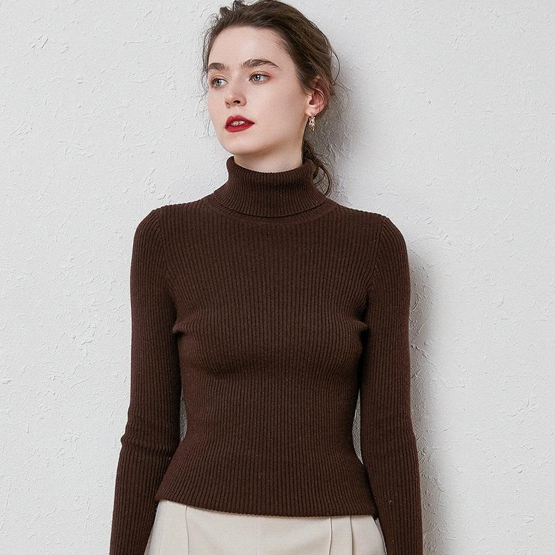 Turtleneck Sweater Women Slim Padded Inner Style
