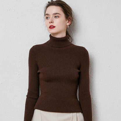 Turtleneck Sweater Women Slim Padded Inner Style