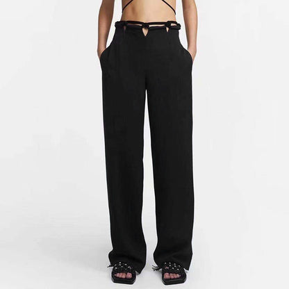 Woven Stitching Statement One-button Cropped Blazer Pants