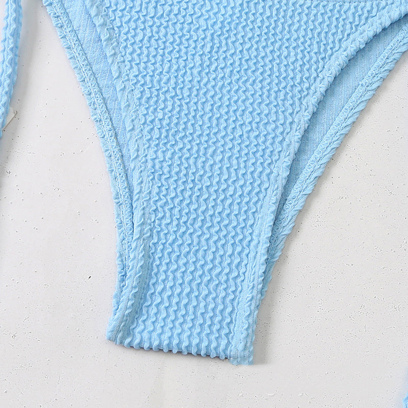 Sexy Halter Bikini for Women – Ribbed High Waist Two Piece Tie Side Swimsuit