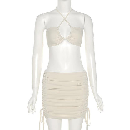 Tube Top Halter Top High Waist Stretch Skirt Skirt Outfit