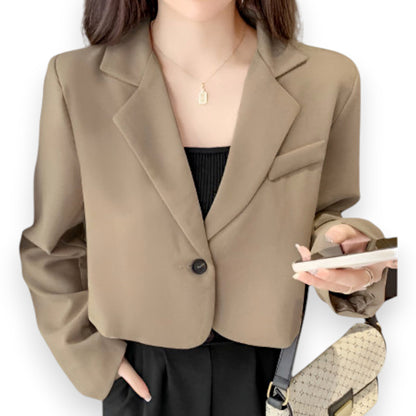 Women’s Cropped Business Casual Blazer – Oversized Office Suit Jacket for Work & Evening