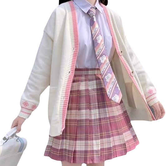 Girls Kawaii Japanese School Knit Cardigan – JK Cosplay Uniform Sweater