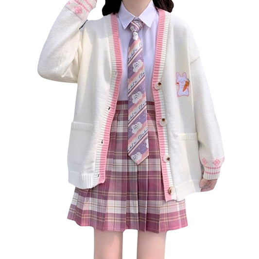 Girls Kawaii Japanese School Knit Cardigan – JK Cosplay Uniform Sweater