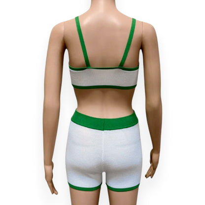 Tossy Summer Contrast Knit Outfits – Halter Top & Short Trousers Set (Y2K Style)
