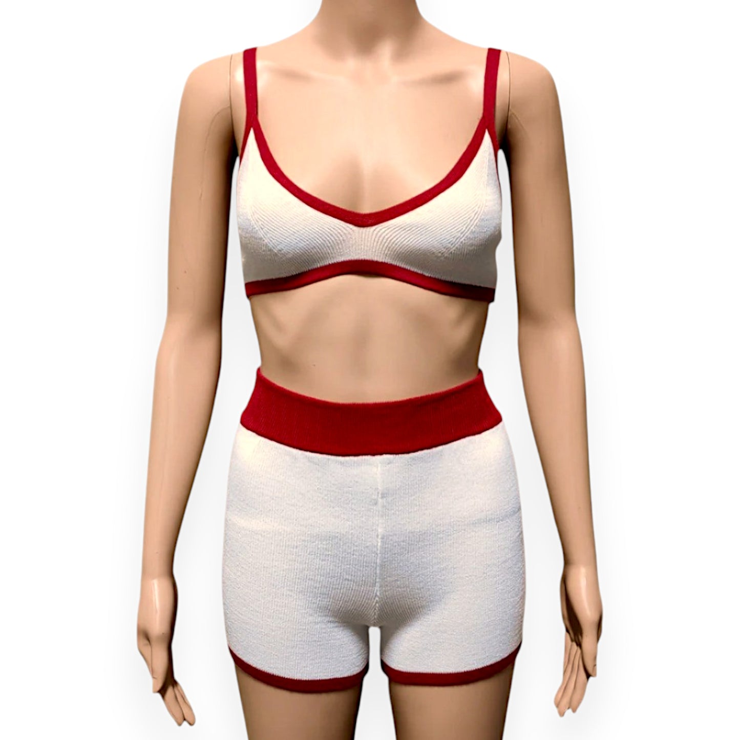 Tossy Summer Contrast Knit Outfits – Halter Top & Short Trousers Set (Y2K Style)