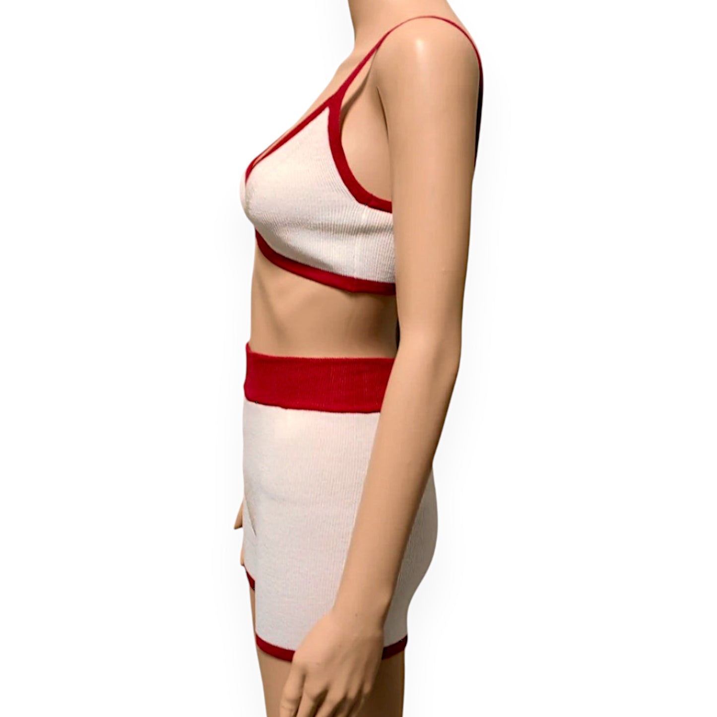 Tossy Summer Contrast Knit Outfits – Halter Top & Short Trousers Set (Y2K Style)
