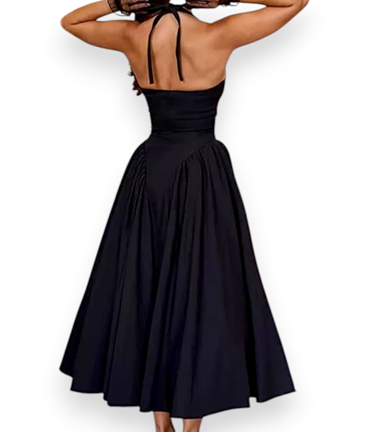Women’s Fashion Long Summer Dress – Deep V Neck, Spliced Halter, Open Back Evening & Beach Dress