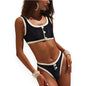 Women's Two Piece Bikini Set – Sexy High Waist Bottom & Plunge Halter Top