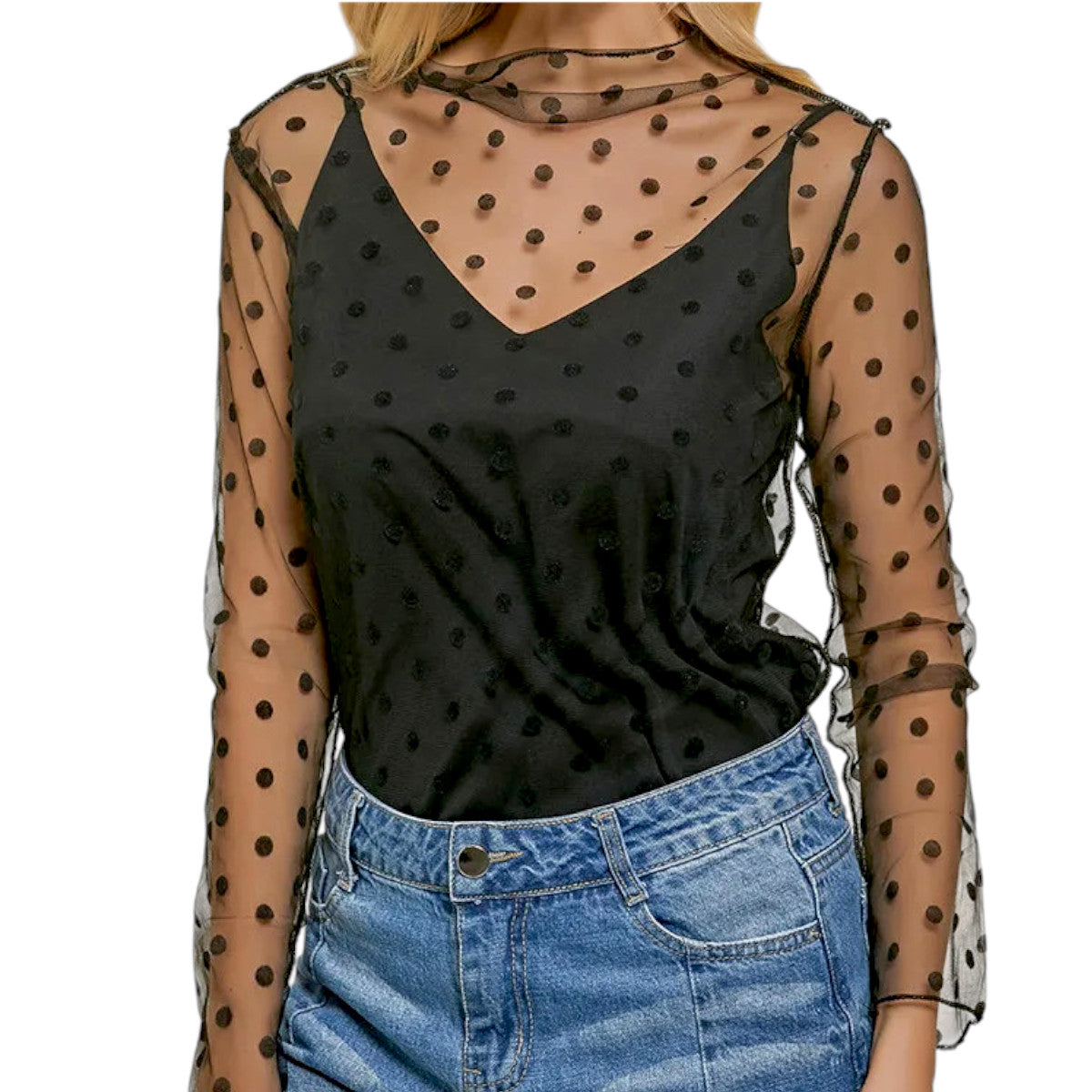 Women’s Lace Mesh  - Turtle Neck Sexy See Through Tee Shirts Party Club Night Lace Blouse