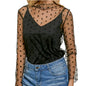 Women’s Lace Mesh  - Turtle Neck Sexy See Through Tee Shirts Party Club Night Lace Blouse