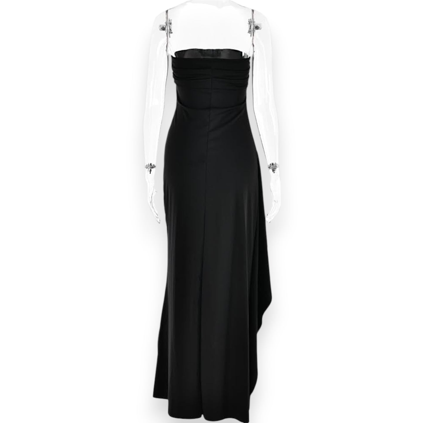 Women's Strapless Backless Maxi Dress - Sexy Bodycon Ruched Off Shoulder Evening Gown with High Slit for Party & Cocktail
