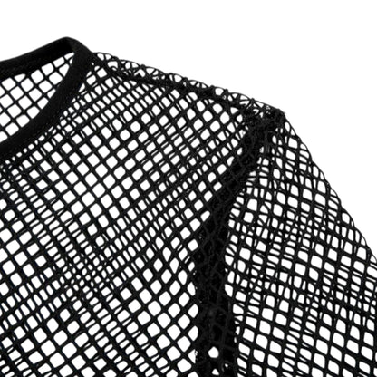 Women's Transparent Mesh Long Sleeve Top – Hollow Out Short Blouse for Club, Party, or Street Style
