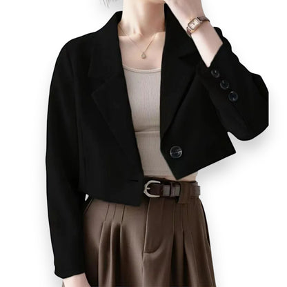 Women’s Cropped Business Casual Blazer – Oversized Office Suit Jacket for Work & Evening