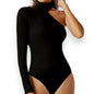 Hot Girl French Style One Shoulder Top – Slim Bodysuit with Long Sleeves