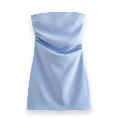 Women’s Off Shoulder Corset Mini Dress – Ruched Backless Bodycon Party Clubwear Short Dress