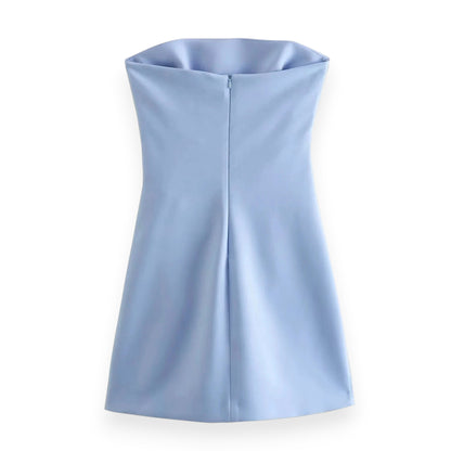 Women’s Off Shoulder Corset Mini Dress – Ruched Backless Bodycon Party Clubwear Short Dress