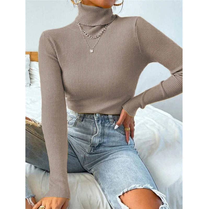 Turtleneck Sweater Pullover Knitted Top T-shirt