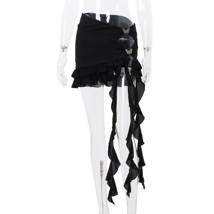 Mesh Butterfly Decorative Hollow Sheath Skirt