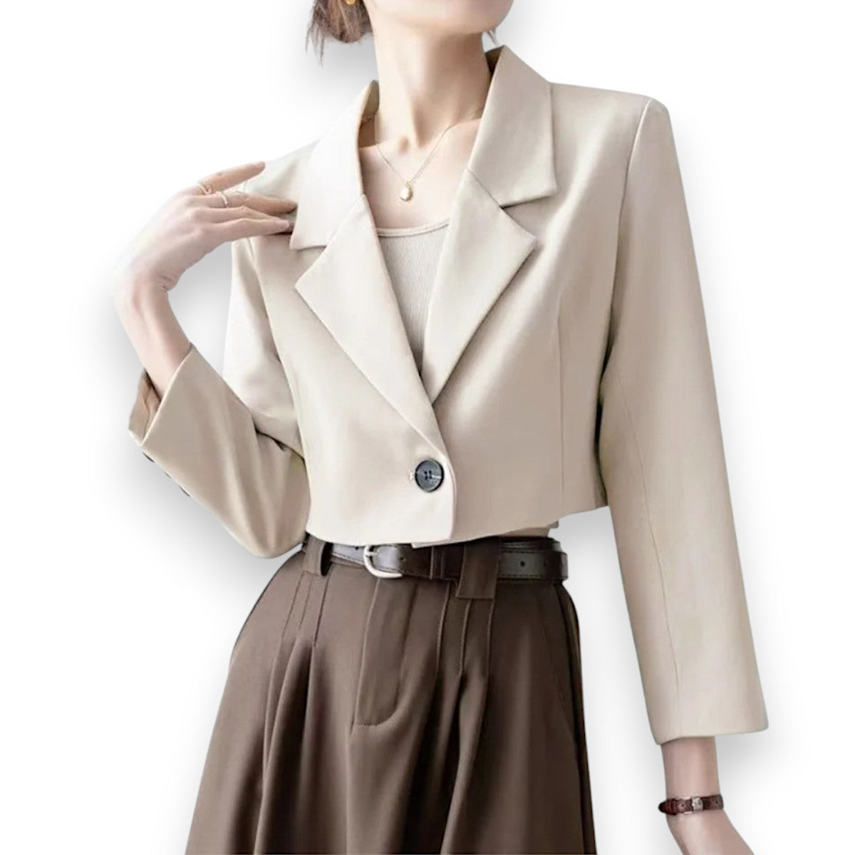 Women’s Cropped Business Casual Blazer – Oversized Office Suit Jacket for Work & Evening