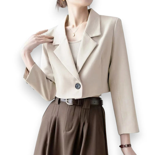 Women’s Cropped Business Casual Blazer – Trendy Oversized Long Sleeve Office Suit Jacket